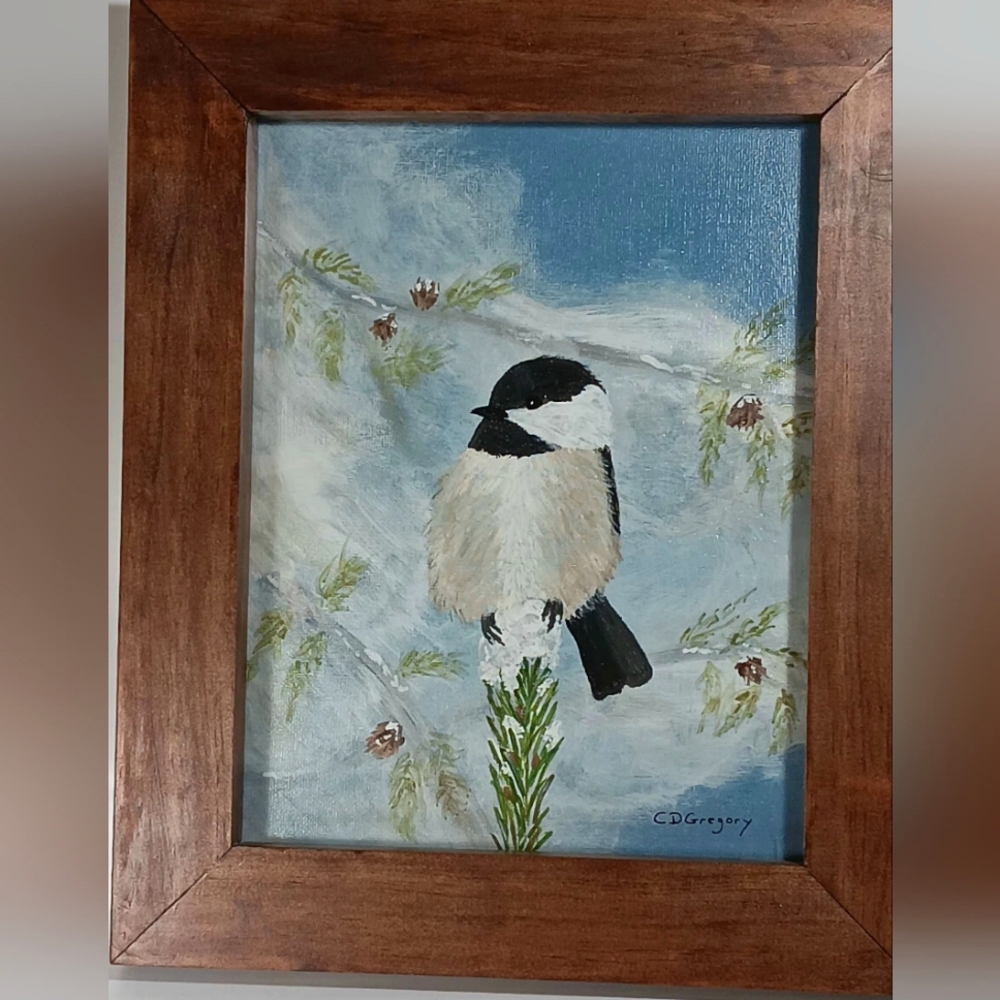 Original Painting "Fuzzy Chick-a-dee"